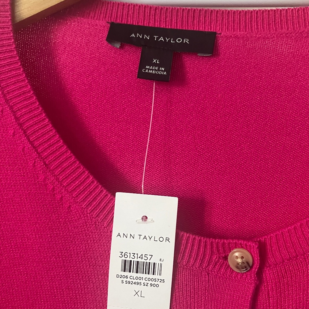 Ann Taylor cardigan, XL, hot pink poppy